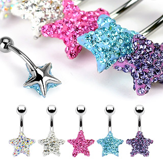 Piercing do pupíku duhová hvězda