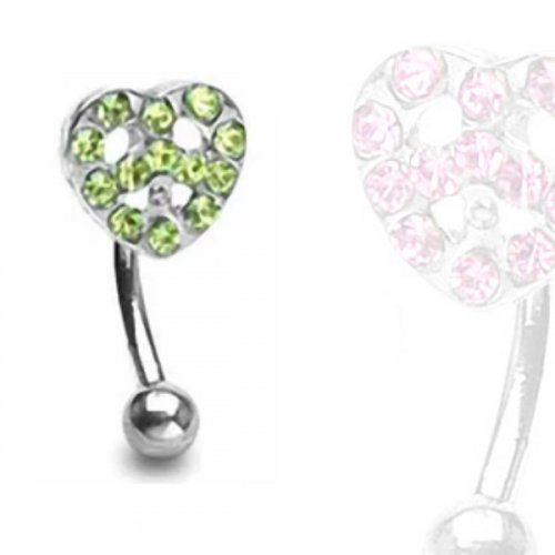 Piercing do obočí 1,2x10x3mm zelená
