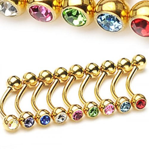 Piercing do obočí 1,2x10x4mm modrá