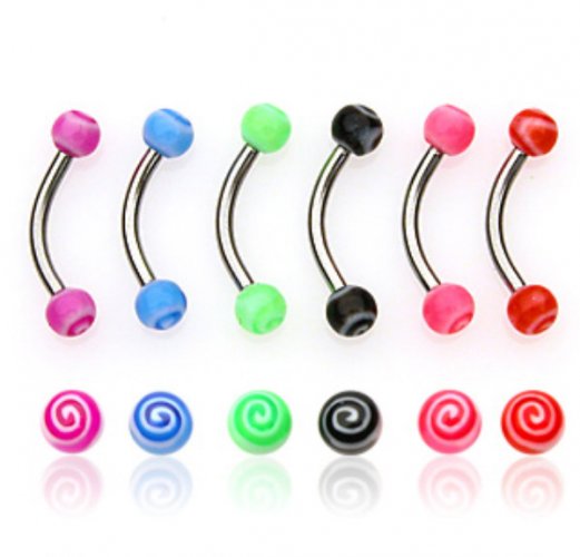 Piercing do obočí 1,2x8x3mm světle modrá