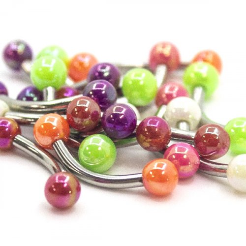 Piercing do obočí 1,2x8x3mm zelená