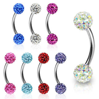 Piercing do obočí 1,6x8x5mm zelená