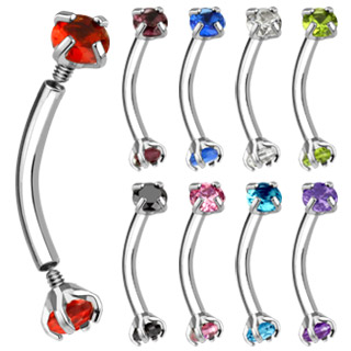 Piercing do obočí 1,2x8x3mm fialová