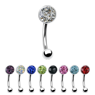 Piercing do obočí 1,2x8x3mm červená