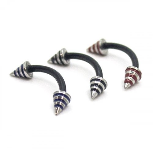 Piercing do obočí 1,2x10x(3x4)mm červená