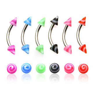 Piercing do obočí 1,2x8x(3x3)mm světle modrá