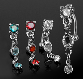 Piercing do obočí 1,2x8x3mm červená