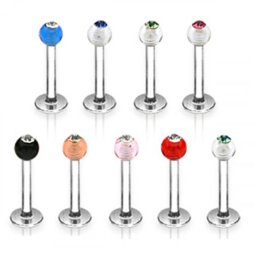 Piercing do brady 1,6x10x4mm fialová/čirá