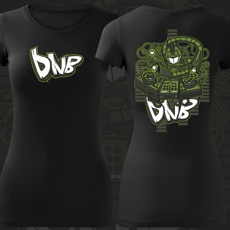 Tričko dnb, drum and bass dámské Robo DJ