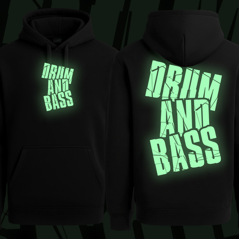 Mikina dnb, drum and bass klokanka svítící potisk