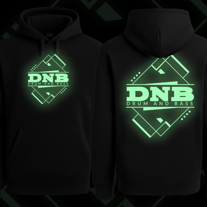 Mikina dnb, drum and bass klokanka svítící potisk