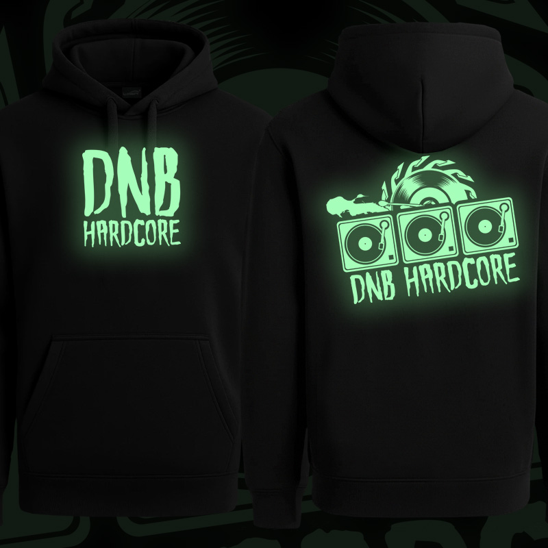 Mikina dnb, drum and bass klokanka svítící potisk