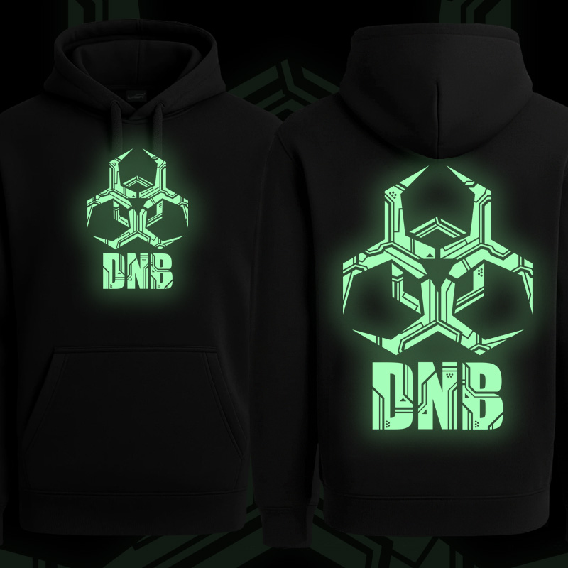 Mikina dnb, drum and bass klokanka svítící potisk