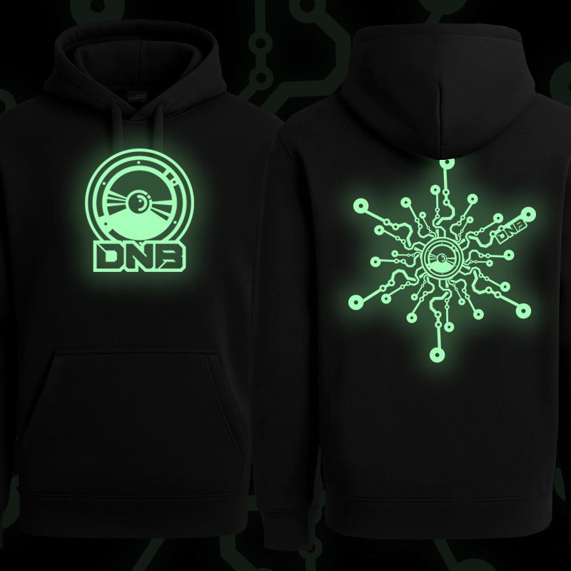 Mikina dnb, drum and bass klokanka svítící potisk