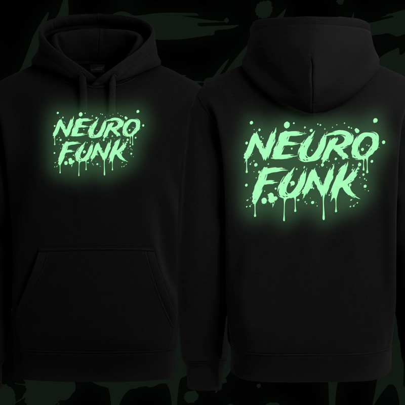 Mikina dnb, drum and bass klokanka svítící potisk