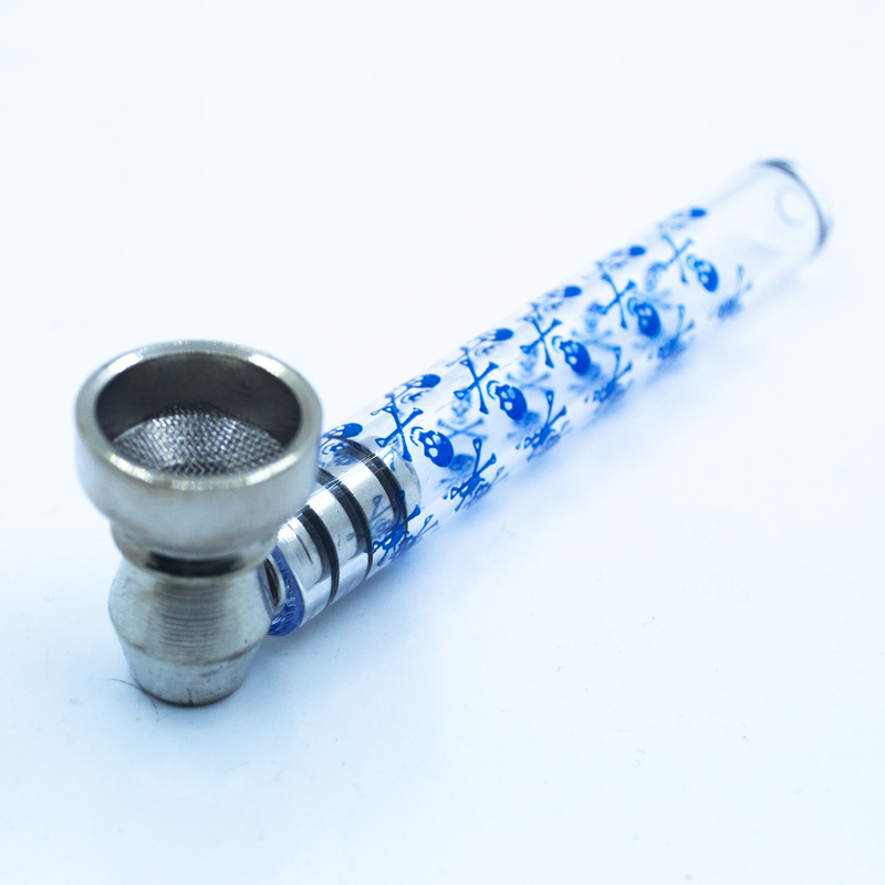 Fajka skleněná s kovovým kotlíkem