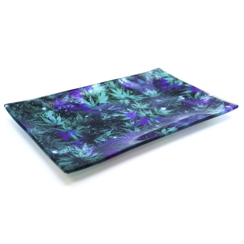 Skleněný tácek na balení 26x16 cm Marihuana