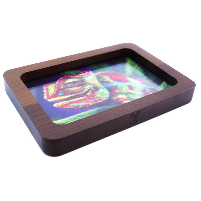 Skleněný tácek na balení 3D efekt 19x13 cm Chameleon