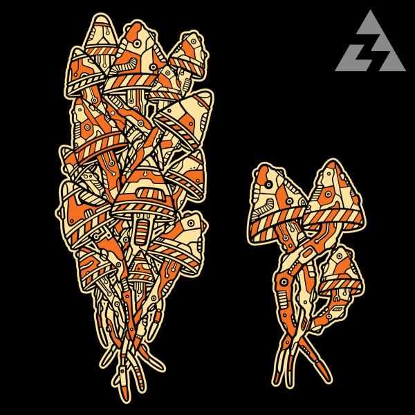 Mikina tekno na zip MUSHROOMS