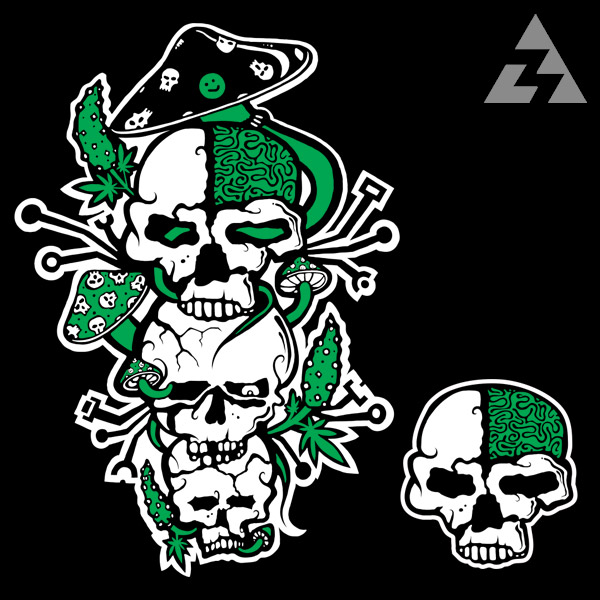 Mikina tekno na zip SKULLS