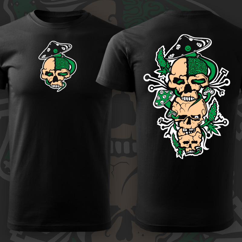 Tričko tekno pánské Mushroom skulls