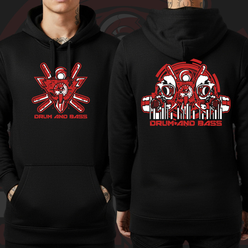 Mikina dnb, drum and bass klokanka Gas mask