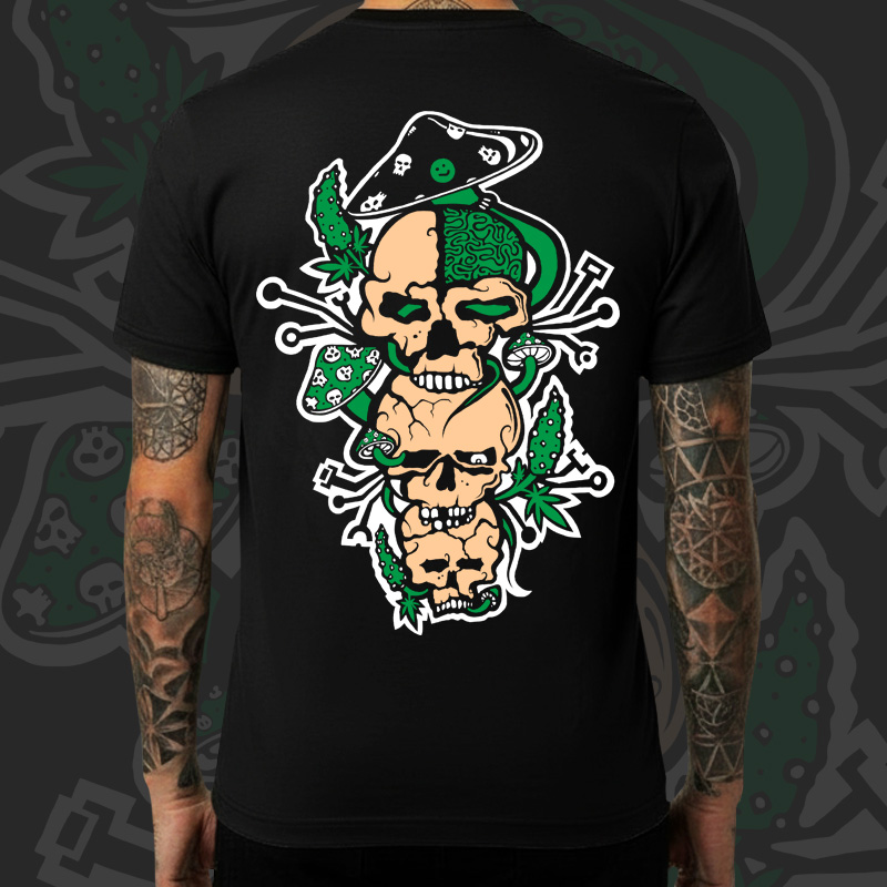 Tričko tekno pánské Mushroom skulls